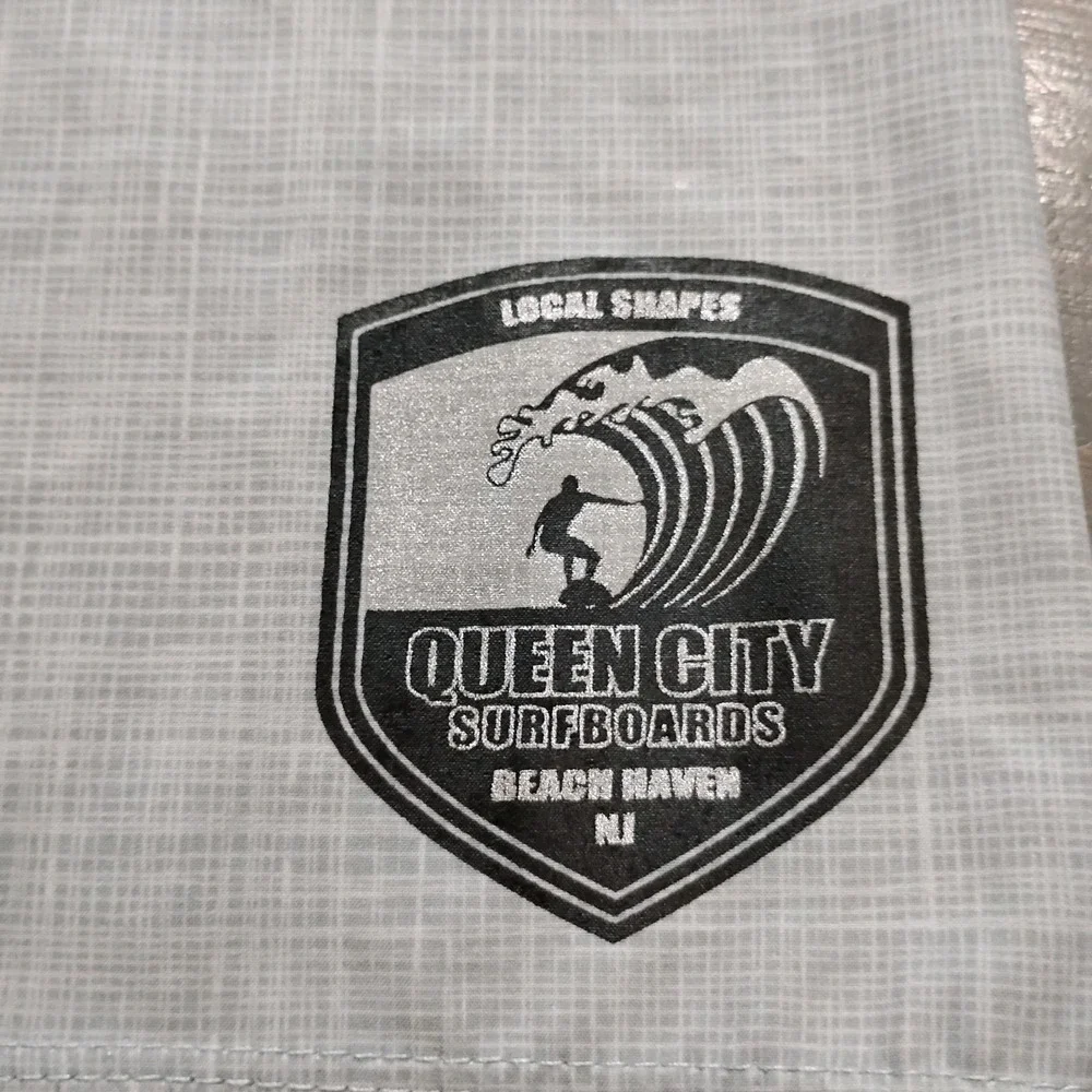 Queen City Surfboards Board Shorts Mens 36 Gray Ocean Waist Cargo Beach Haven NJ